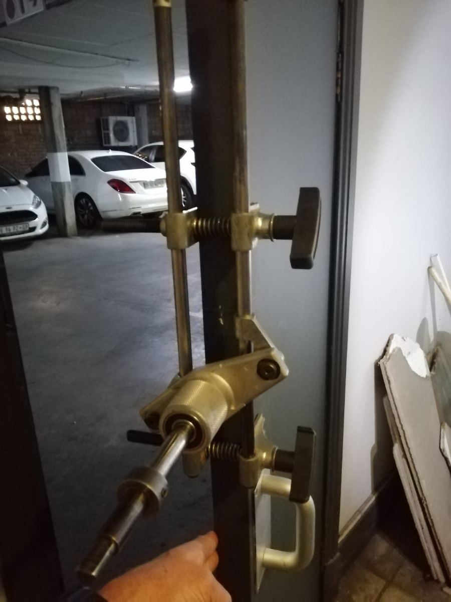 Mortice lock installation in progress